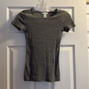 H&M Gray Ribbed T-Shirt XS